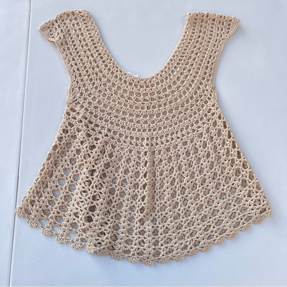 Elegant Crochet Beige Blouse